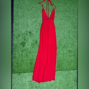 She + Sky Bold Red Maxi Dress